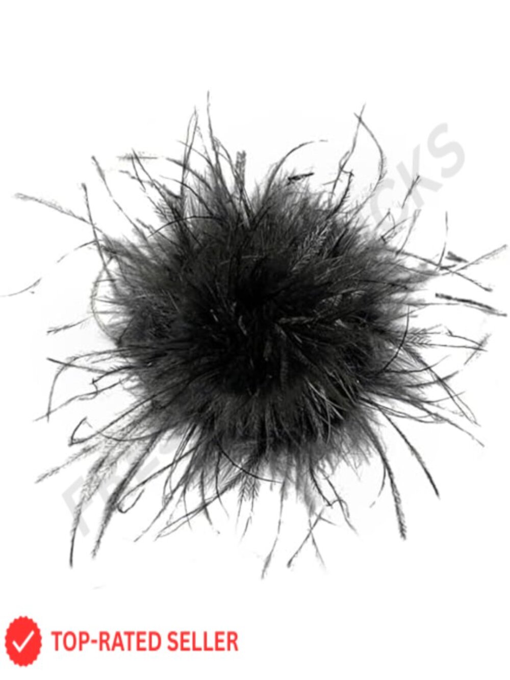 Ostrich Feather Brooch Pin Corsage Vintage Fluffy Handcrafted Metal Clasp